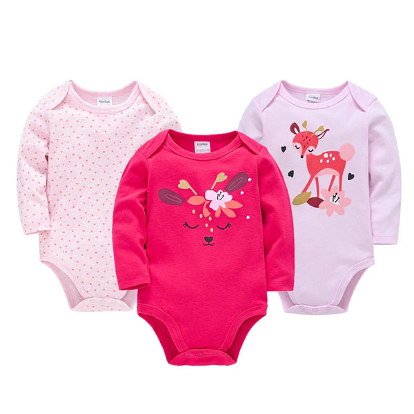 Kit 3 Bodies Bebê Menina Manga Longa