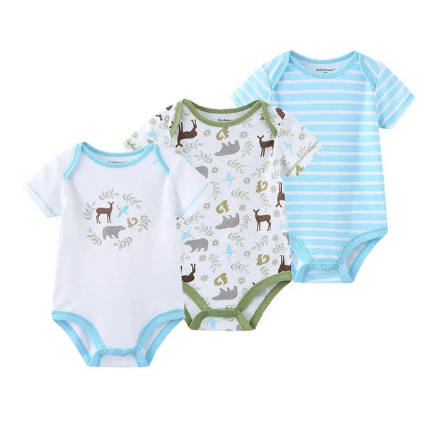 Kit 3 Bodies Bebê Menina Estampas Manga Curta