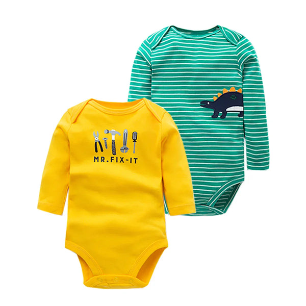 Kit Com 2 Bodies Bebê Menino Manga Longa