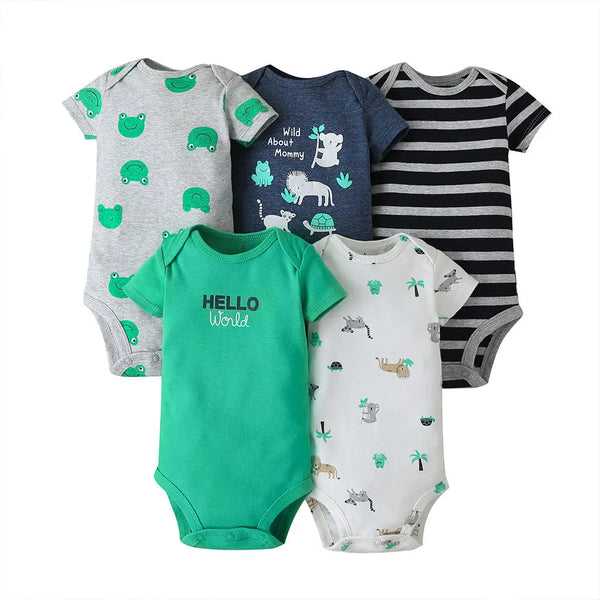 Kit Com 5 Bodies Bebê Maga curta Estampados Menino