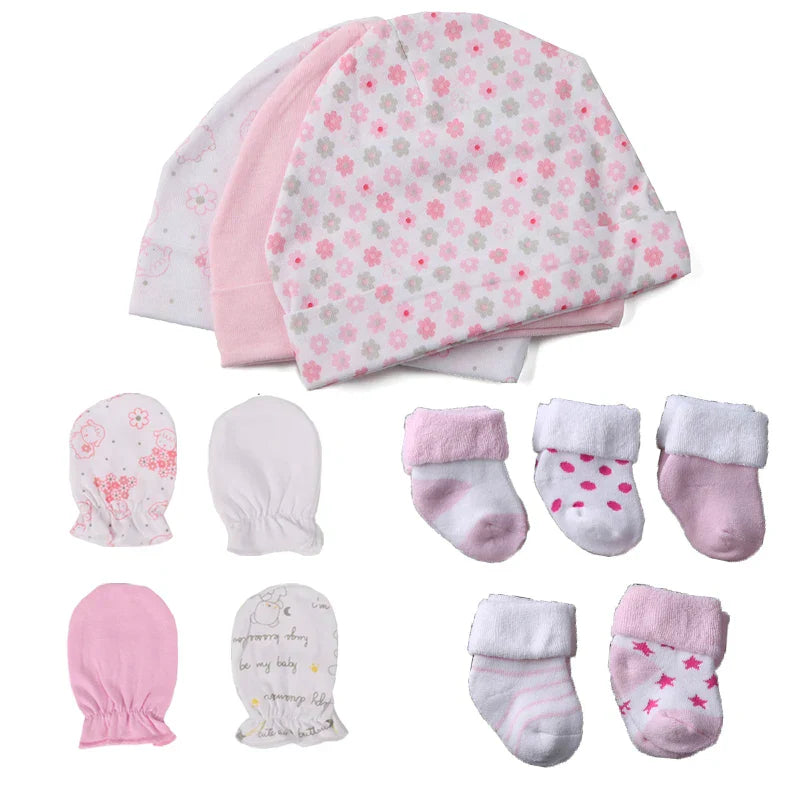 Kit Para Bebe Meia + Luva + Touca