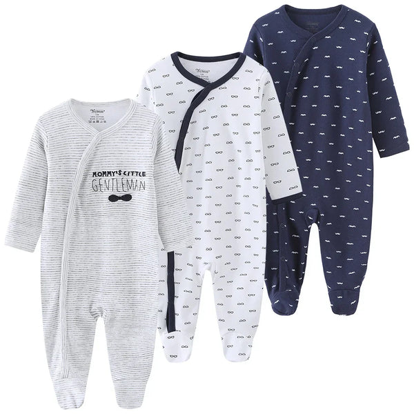 Kit 3 Macacões Bebê Manga Longa