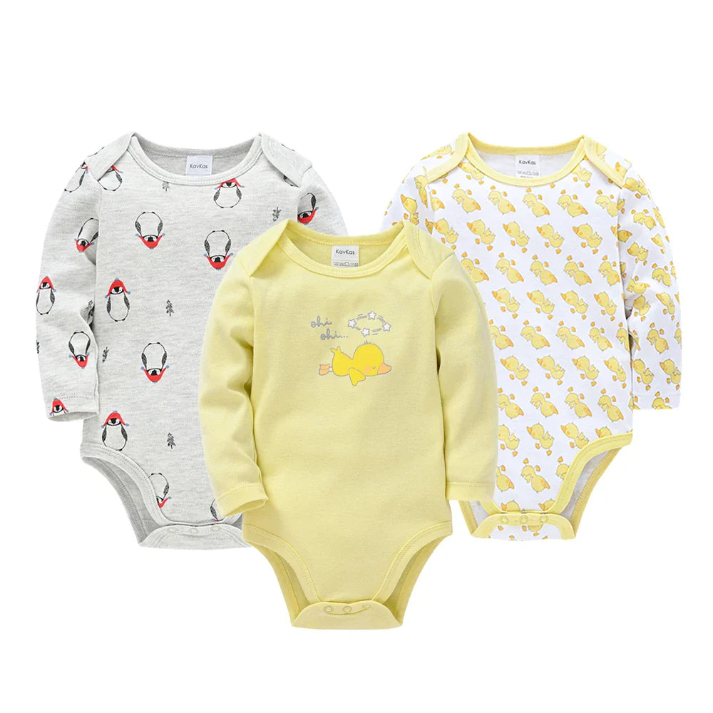 Kit 3 Bodies Bebê Manga Longa Menino