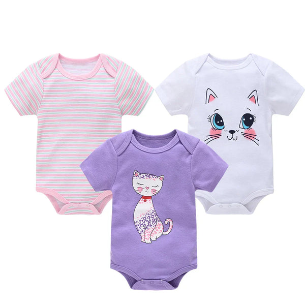 Kit 3 Bodies Bebê Menina Manga Curta