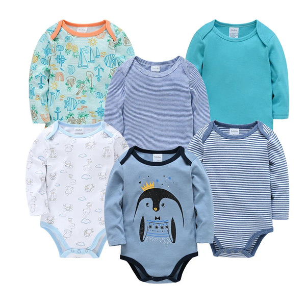 Kit Body Bebê Estampado Unissex 6 Peças