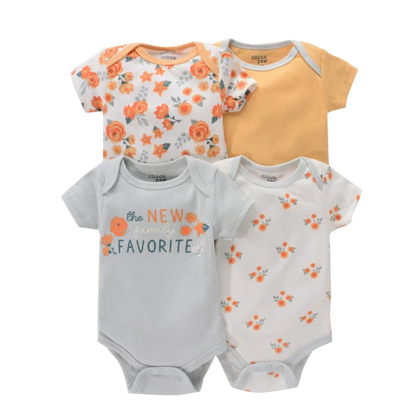 Kit 4 Bodies Bebê Menina Manga Curta Baby Girl