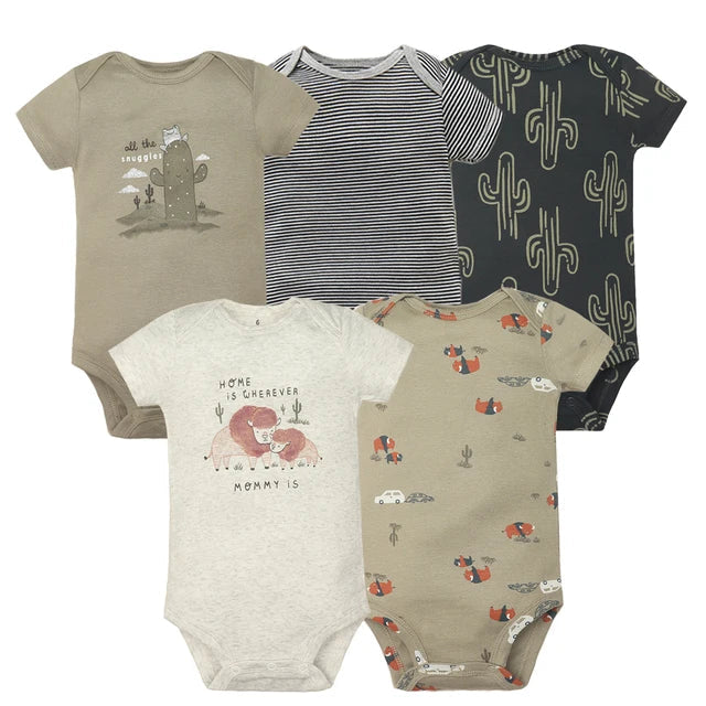 Kit Com 5 Bodies Bebê Maga curta Menino