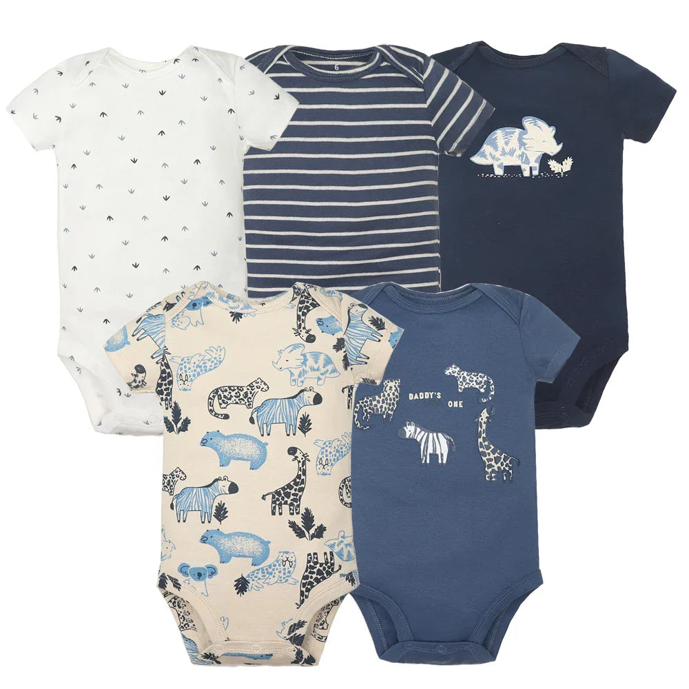 Kit Com 5 Bodies Bebê Maga curta Menino