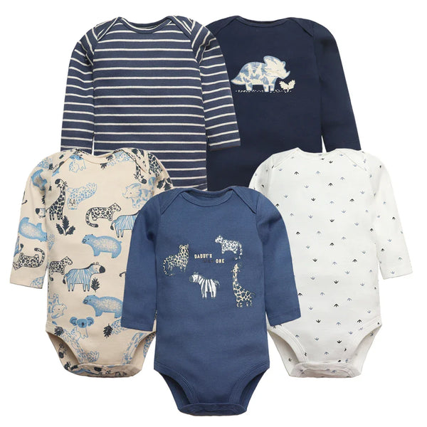 Kit Body Bebê Estampado Unissex 5 Peças