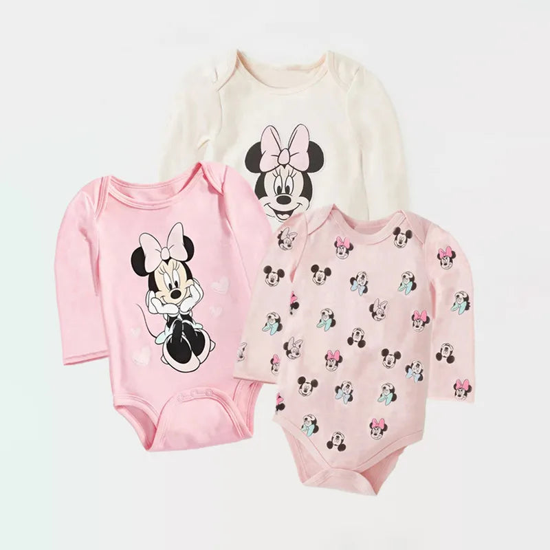 Kit 3 Bodies Bebê Menina Manga Longa