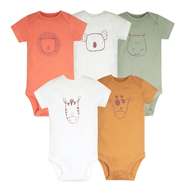 Kit 5 Bodies Bebê Manga Curta Estampa Unissex