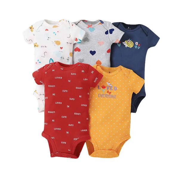Kit Com 5 Bodies Bebê Maga curta Menino