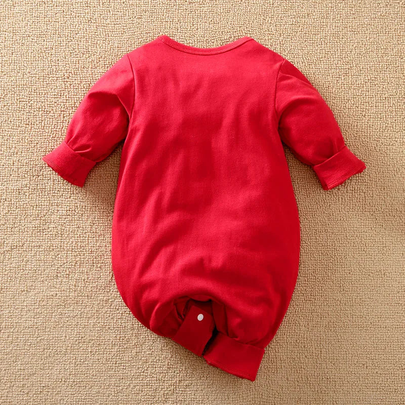 Macacão Bebê Vermelho com Estampa de Elefante Algodão