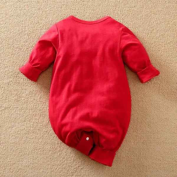 Macacão Bebê Vermelho com Estampa de Elefante Algodão