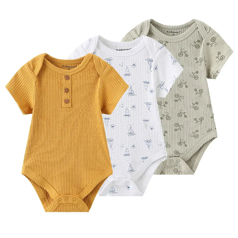 Kit 3 Bodies Bebê Menina Estampas Manga Curta