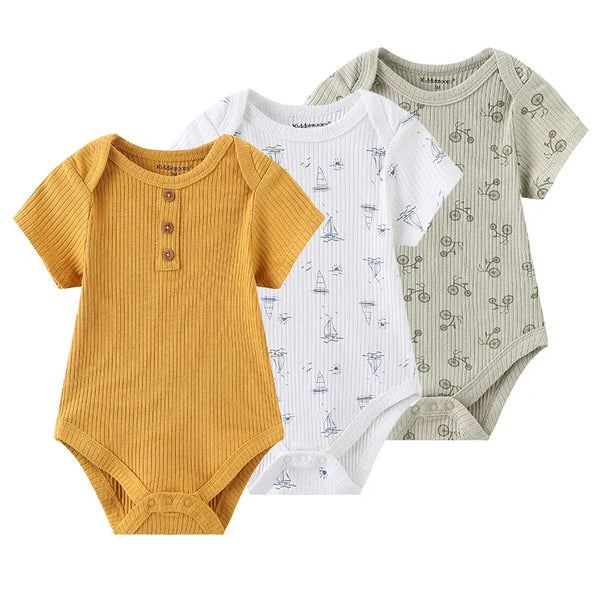 Kit 3 Bodies Bebê Menina Estampas Manga Curta