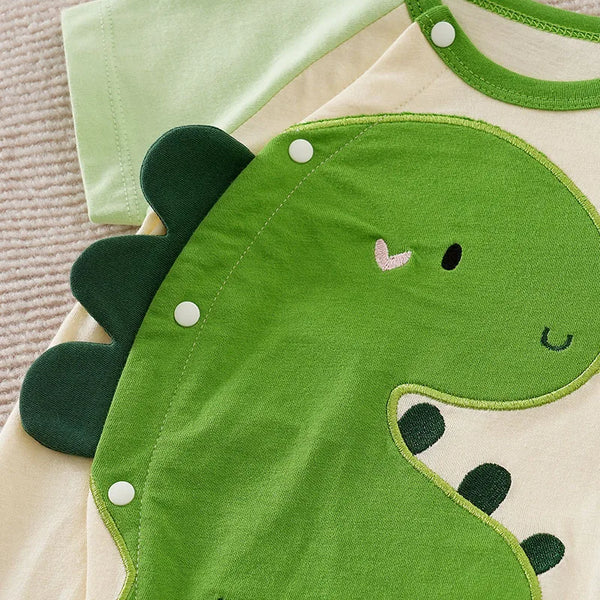 Macacão Curto Bebê com Estampa Dino e Botões Laterais