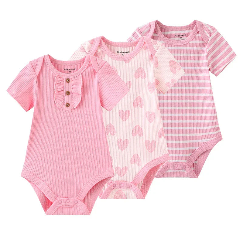 Kit 3 Bodies Bebê Menina Estampas Manga Curta