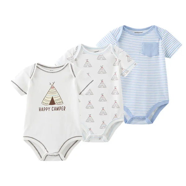 Kit 3 Bodies Bebê Menina Estampas Manga Curta