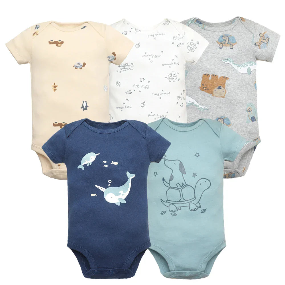 Kit 5 Bodies Bebê Unisex Manga Curta