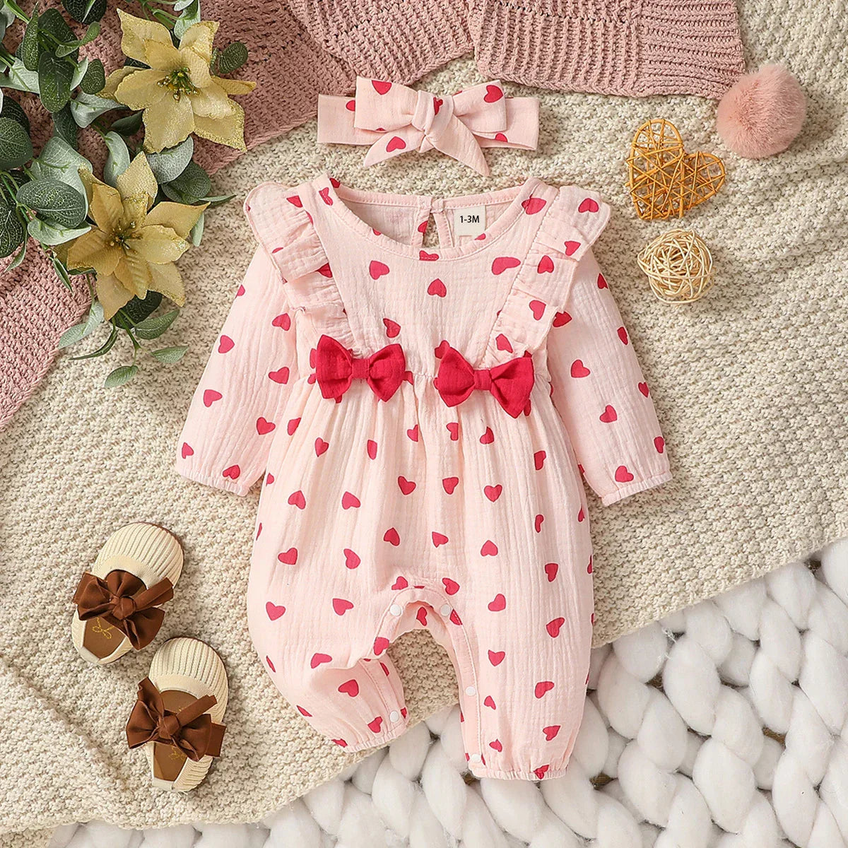 Macacão Floral Bebê Menina com Laços e Faixa – Tecido Musselina de Algodão