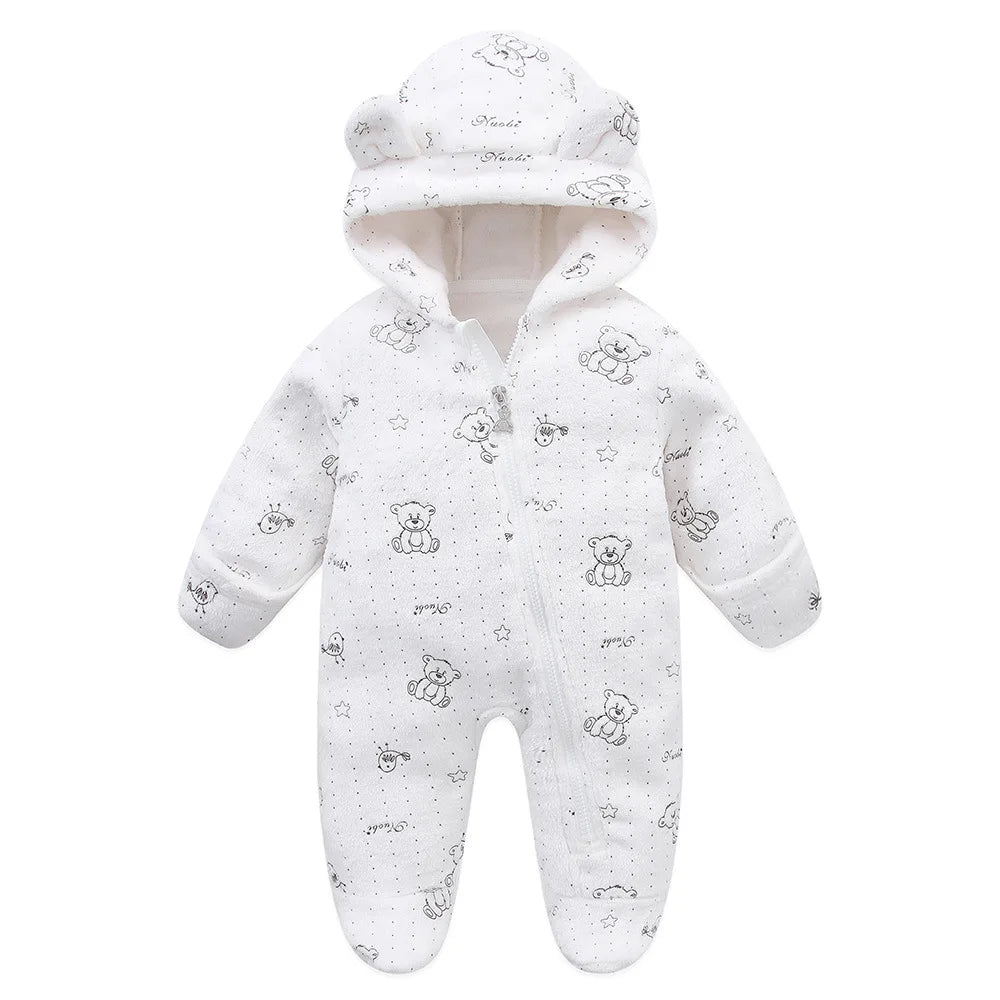 Macacão Bebê Inverno com Capuz Ursinho – Acolchoado e Zíper Frontal