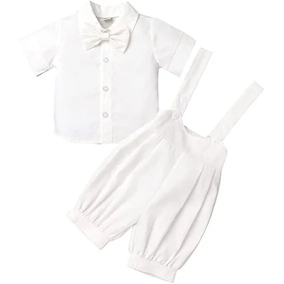 Kit Roupa de Batizado Bebê Menino Branco – Social com Boina e Sapatinho