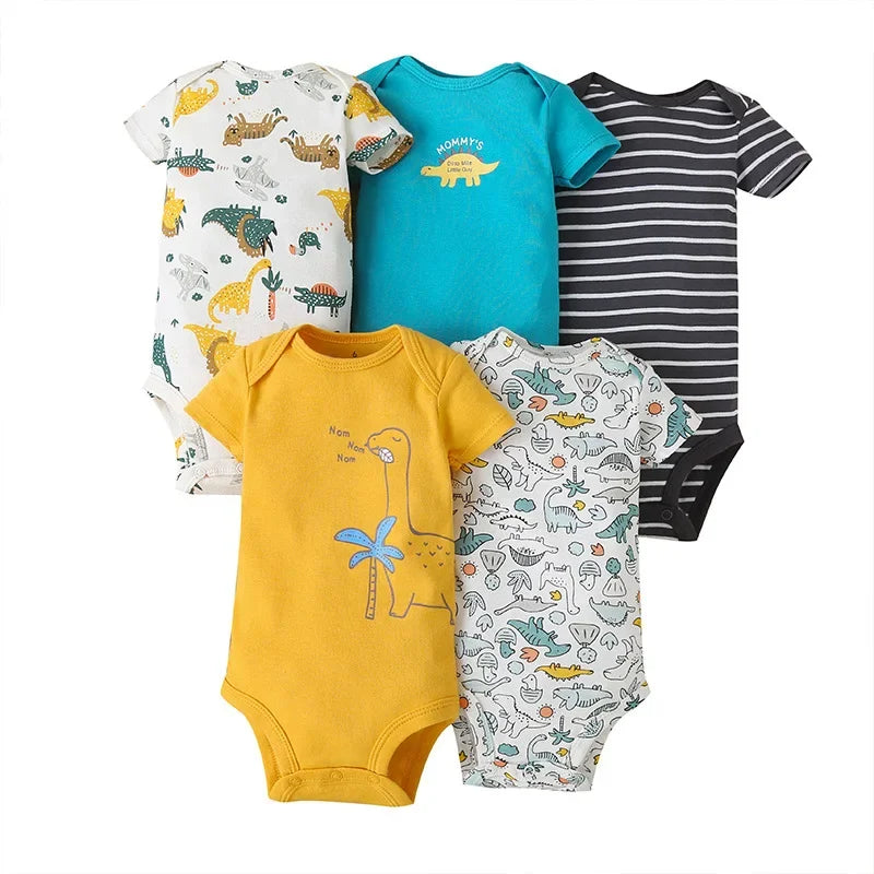 Kit Com 5 Bodies Bebê Maga curta Estampados Menino