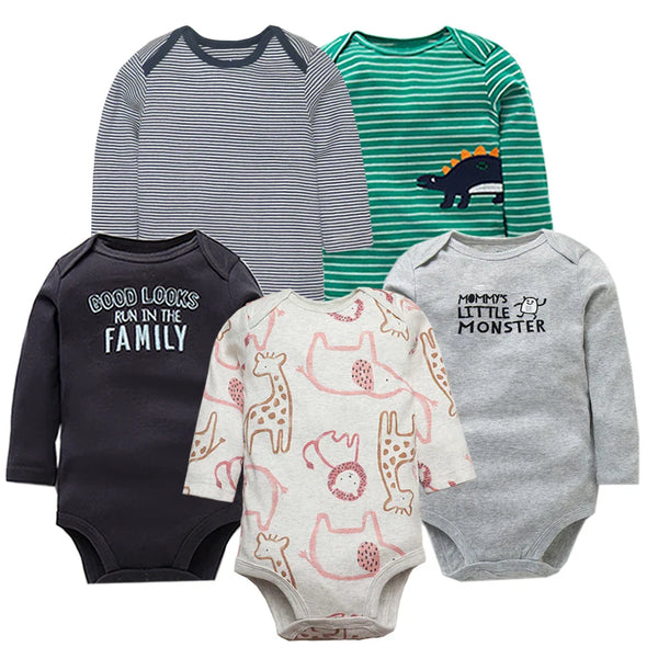 Kit Body Bebê Estampado Unissex 5 Peças
