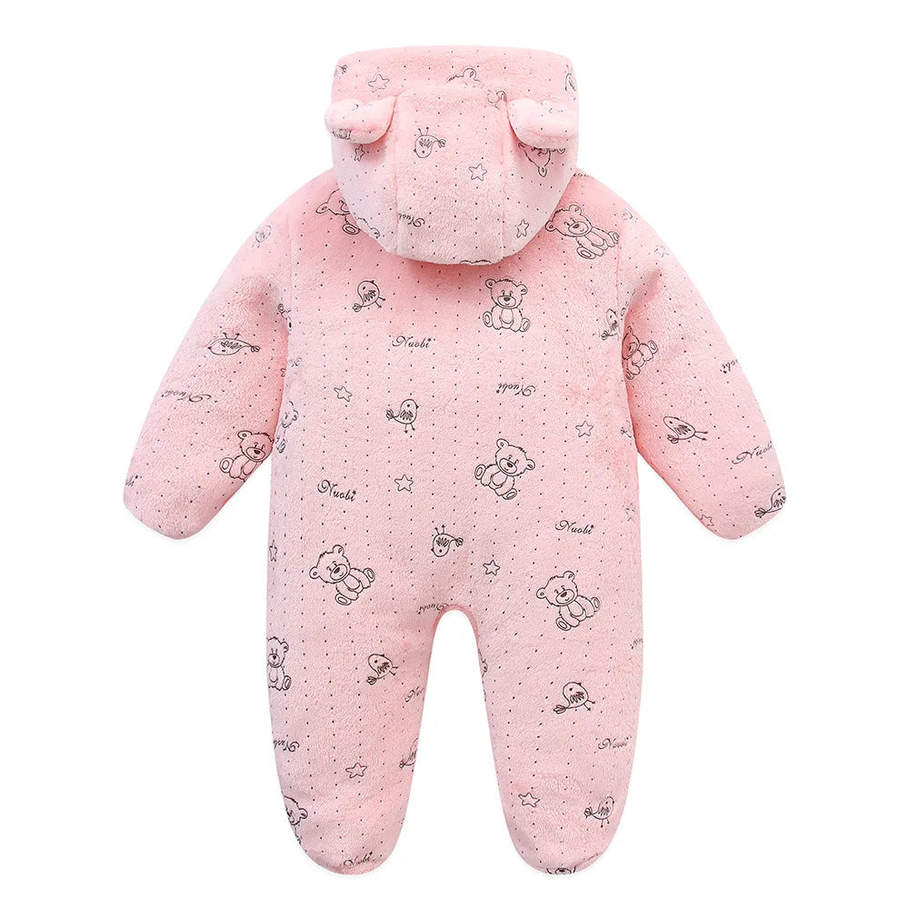 Macacão Bebê Inverno com Capuz Ursinho – Acolchoado e Zíper Frontal