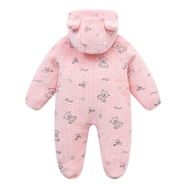 Macacão Bebê Inverno com Capuz Ursinho – Acolchoado e Zíper Frontal