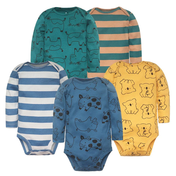 Kit Body Bebê Estampado Unissex 5 Peças