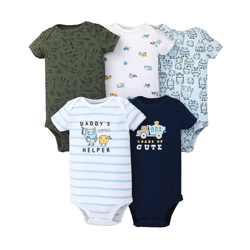 Kit Com 5 Bodies Bebê Maga curta Estampados Menino