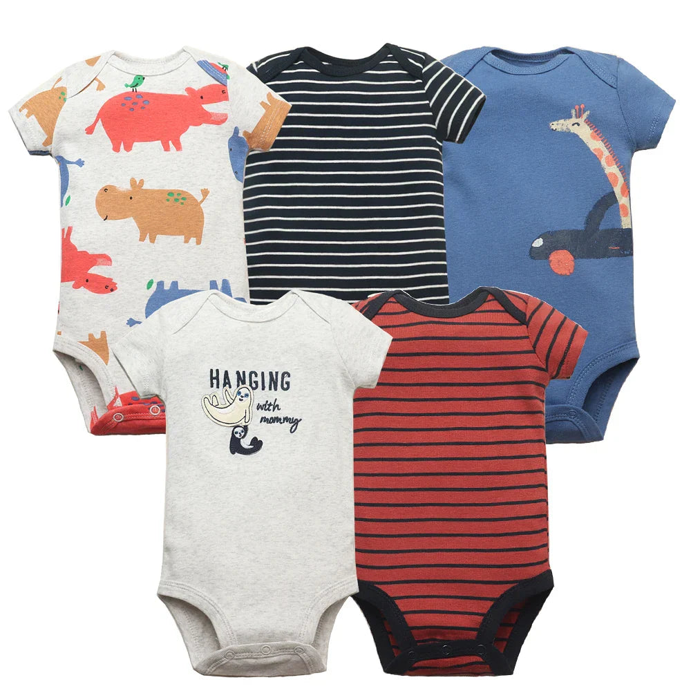 Kit Com 5 Bodies Bebê Maga curta Menino