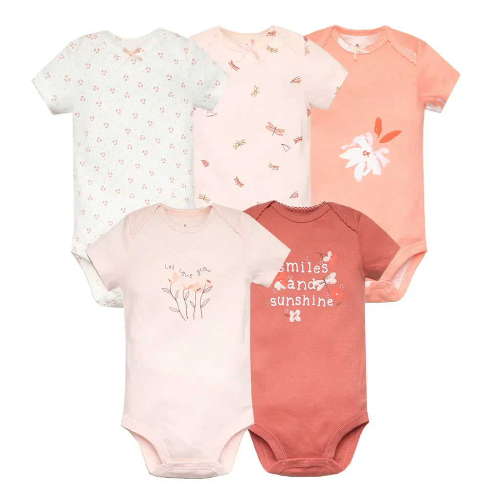 Kit 5 Bodies Bebê Unisex Manga Curta