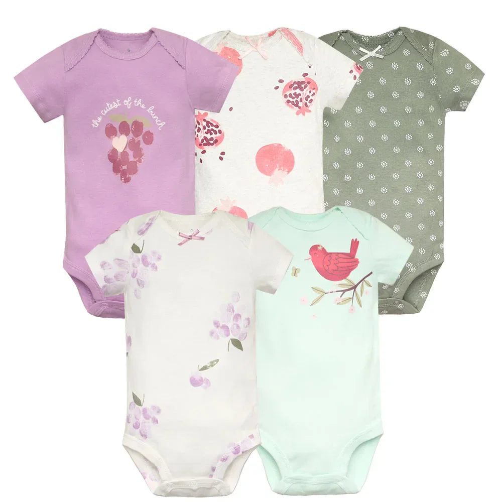 Kit 5 Bodies Bebê Unisex Manga Curta