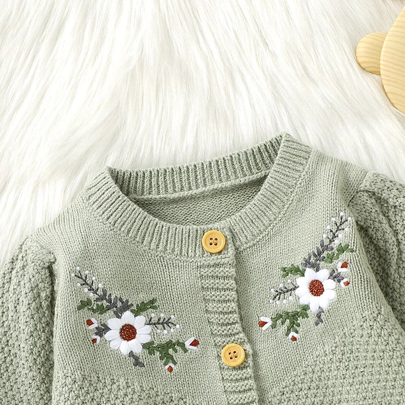 Macacão Tricot Bebê Feminino com Bordado Floral