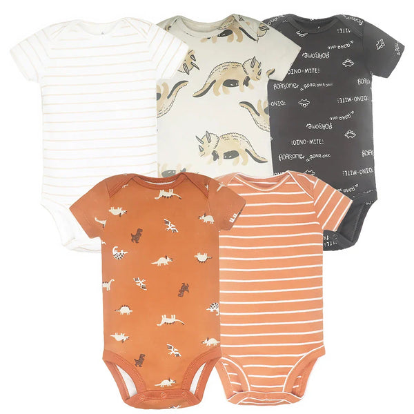 Kit Com 5 Bodies Bebê Maga Curta Casual Unissex