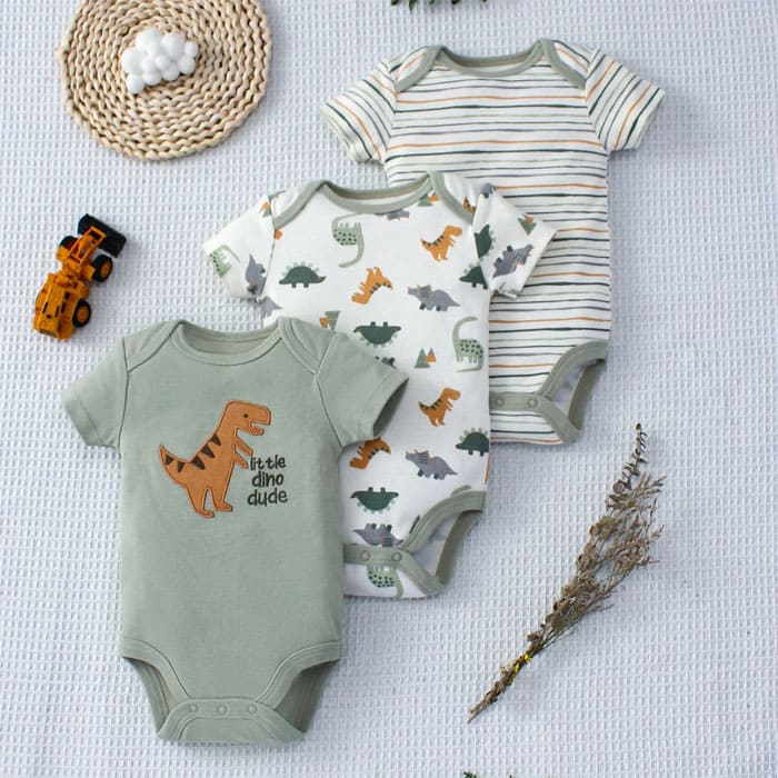 Kit Com 3 Bodies Bebê Estampados Menino