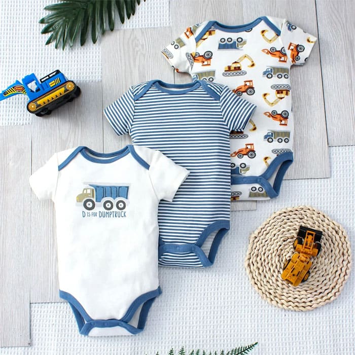 Kit Com 3 Bodies Bebê Estampados Menino